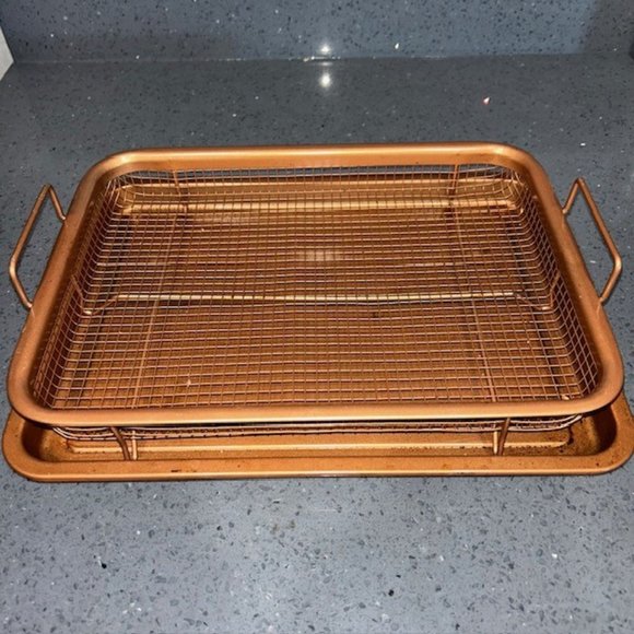 Copper Chef Crisper Pan Cookie Sheet Tray Non-Stick Bakeware Set Oven 13 x 9 In - Picture 1 of 3